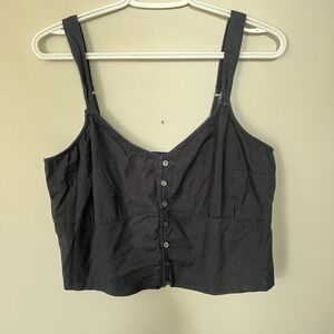 Abercrombie & Fitch Black Buttoned Crop Tank Top